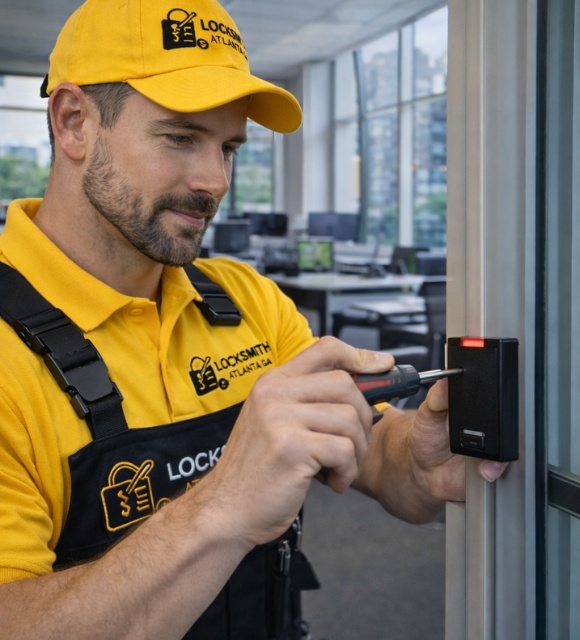 Access control system installation by commercial locksmith Atlanta GA