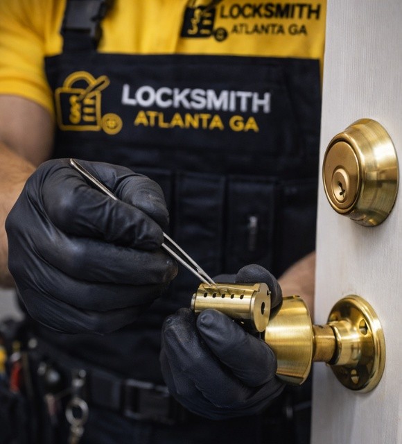 Home lock rekeying service by residential locksmith Atlanta GA