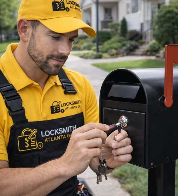 Mailbox lock replacement by residential locksmith Atlanta GA